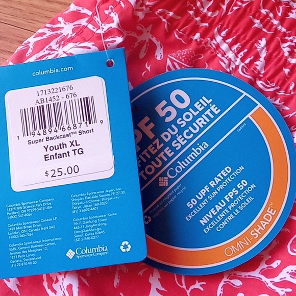 P** NWT Columbia boys youth swim suit,trunks sz XL MSRP $25 - Picture 4 of 9